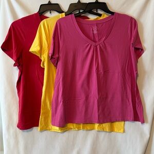 Sonoma 2X Women's Short Sleeve Tee Trio - Red, Yellow, Pink